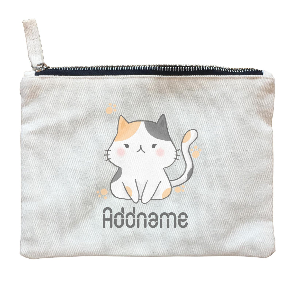 Cute Hand Drawn Style Cat Addname Zipper Pouch