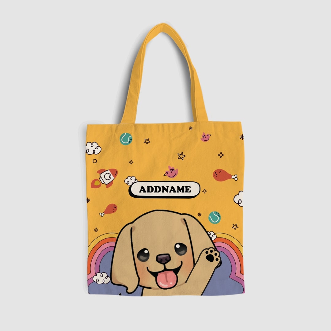 Paw Print Series Full Print Tote Bag - Golden Retriever