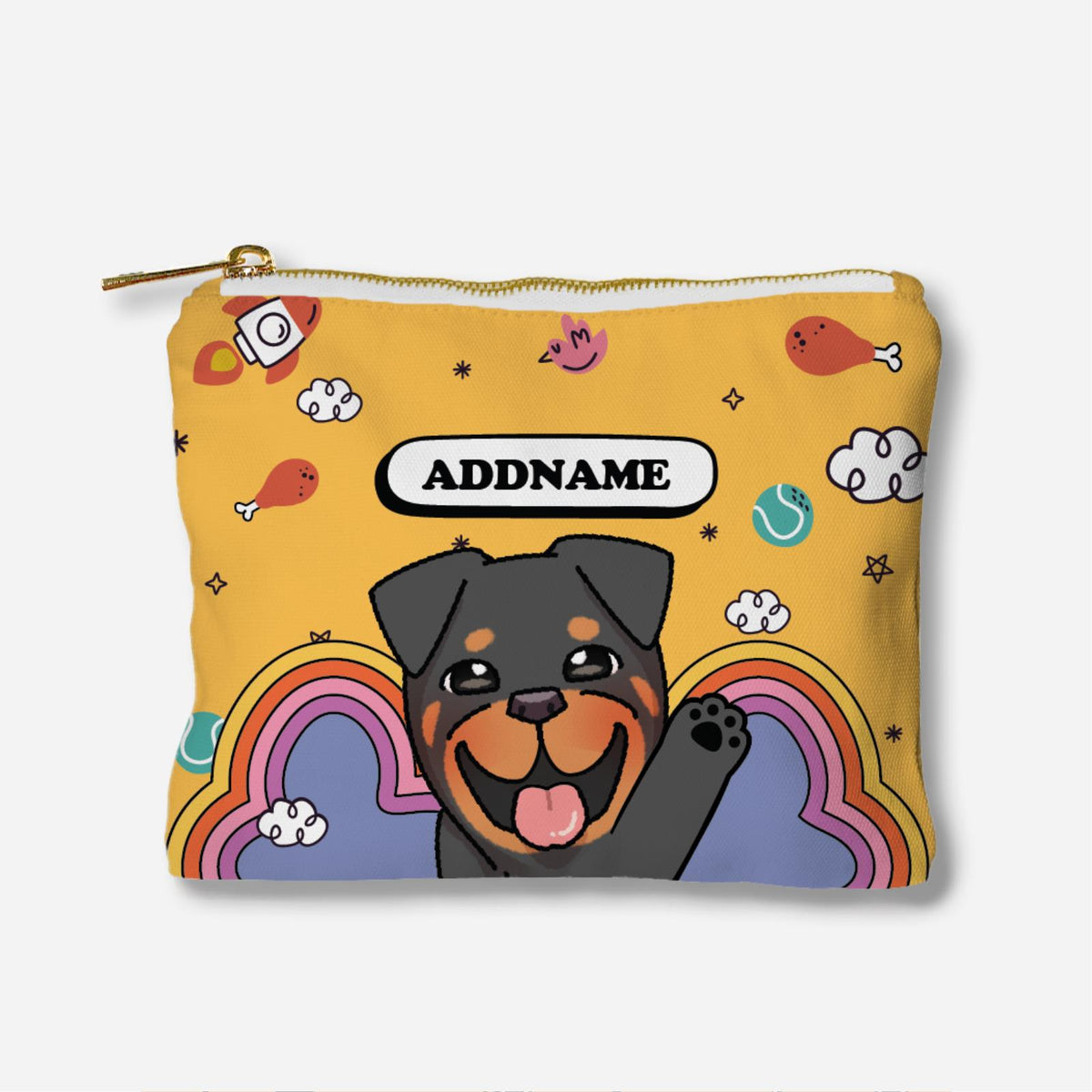 Paw Print Series Full Print Zipper Pouch - American Bulldog