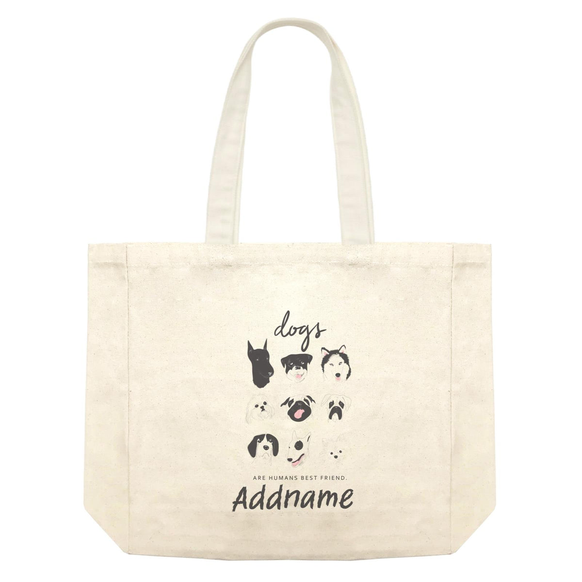 Funny Hand Drawn Animals Dogs Are Human Best Friends With Addname Shopping Bag