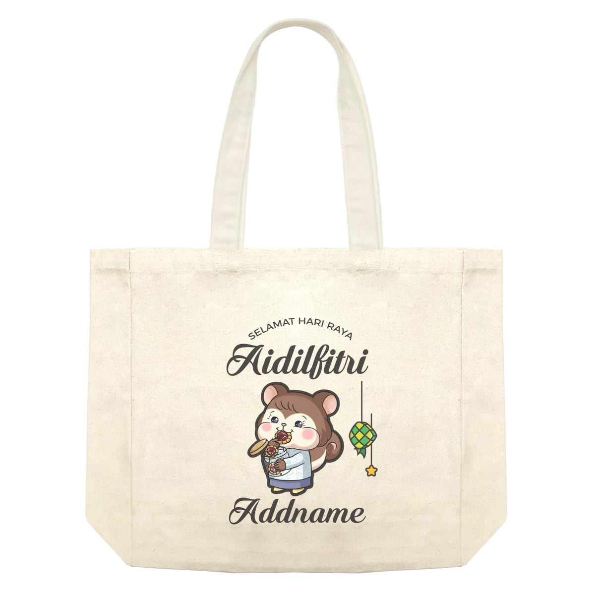 Raya Cute Animals Sister Squirrel Wishes Selamat Hari Raya Aidilfitri Shopping Bag