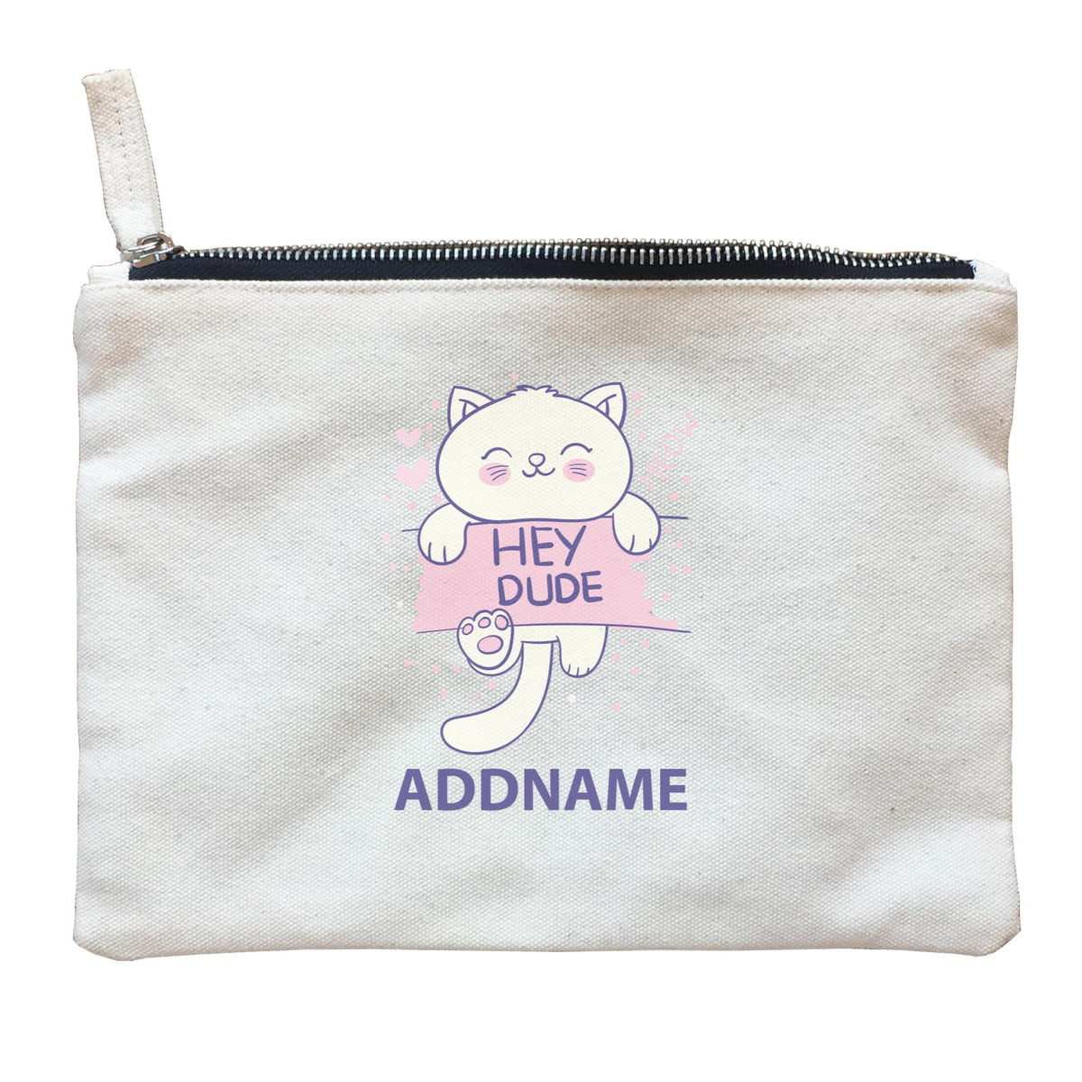 Cool Cute Animals Cats Hey Dude Addname Zipper Pouch