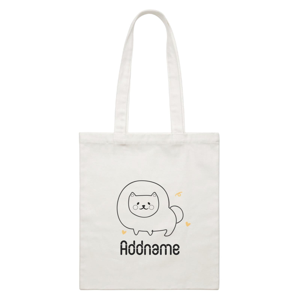 Coloring Outline Cute Hand Drawn Animals Dogs Pomeranian Addname White White Canvas Bag