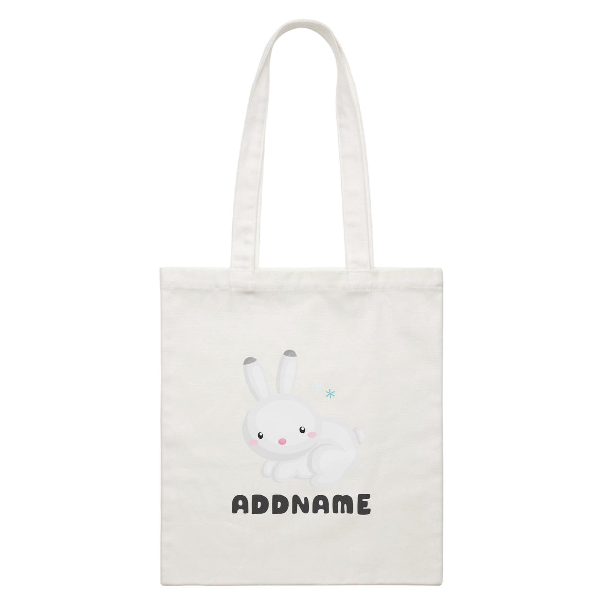 Birthday Winter Animals Snow Rabbit Addname White Canvas Bag