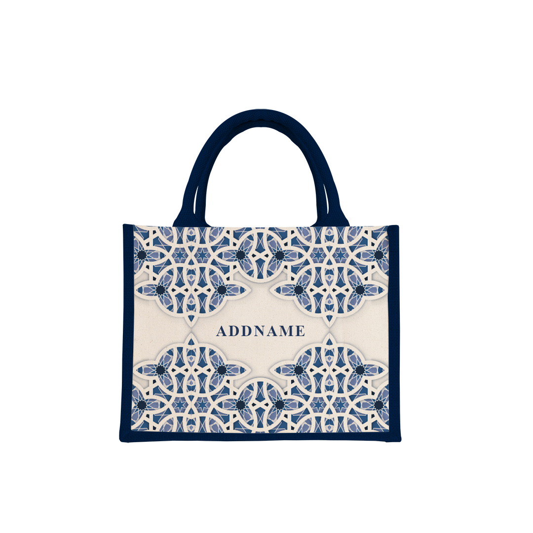 Ratu Series - Blue Half Lining Small Jute Bag