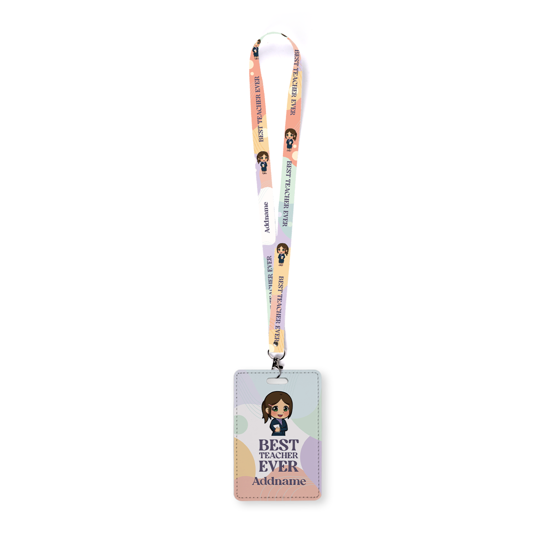 Chibi Best Teacher Ever Pastel Melody - Lanyard and Cardholder