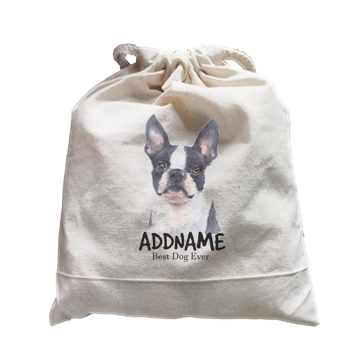 Watercolor Dog Boston Terrier Front Best Dog Ever Addname Satchel