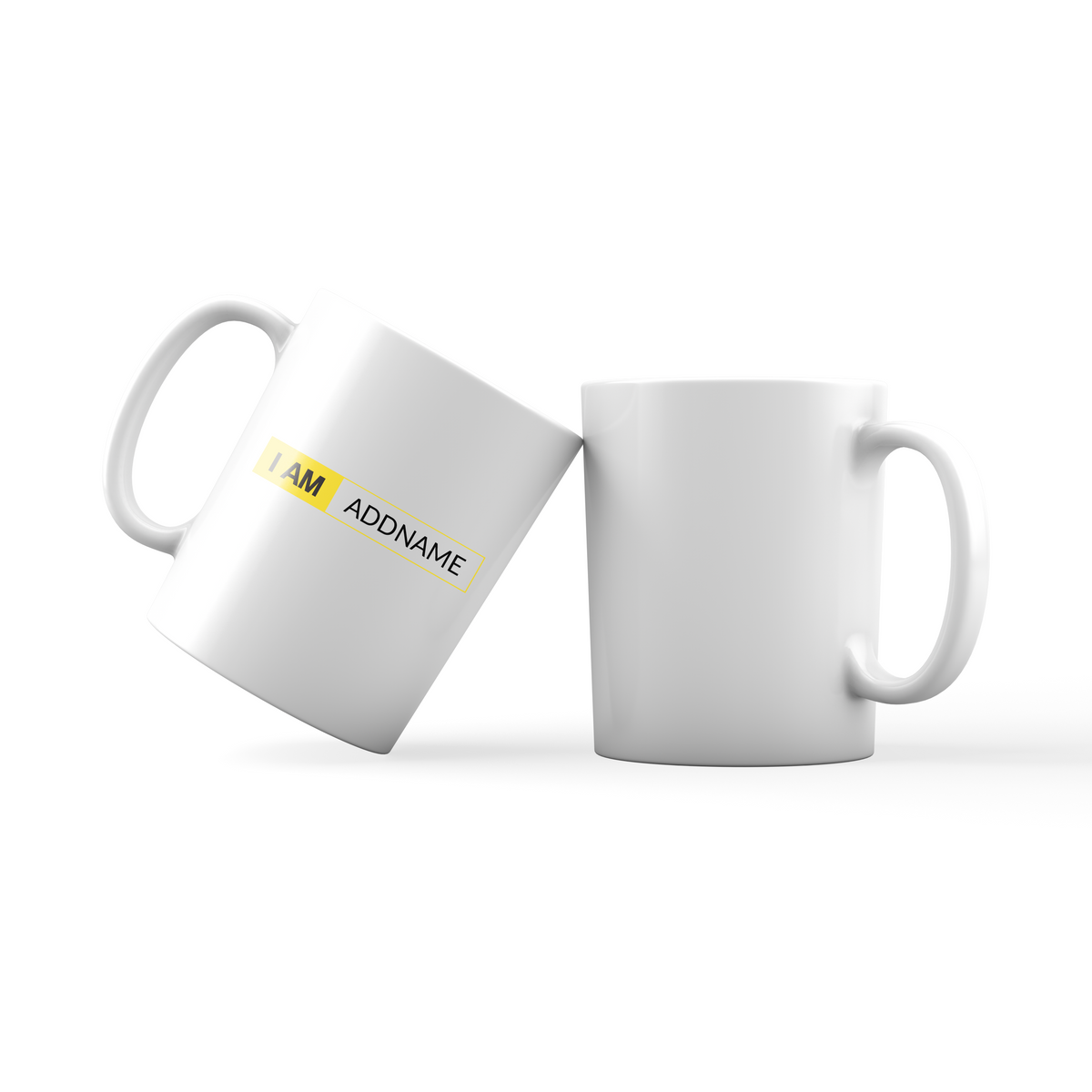 I AM Addname in Yellow Box Family Mug