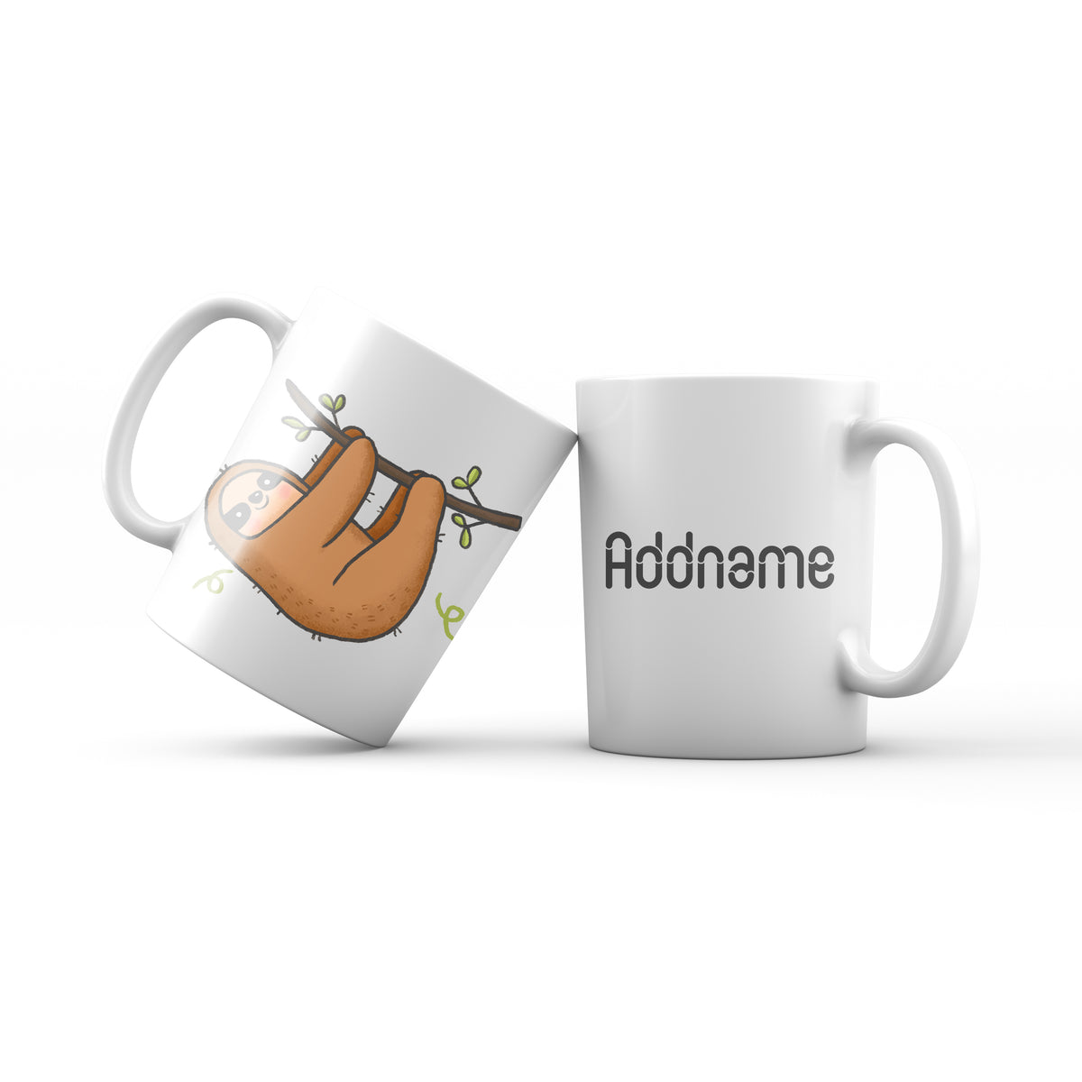 Cute Hand drawn Animals Furry Hanging Sloth Addname Mug