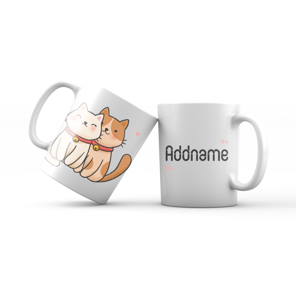 Cute Hand drawn Animals Cats Couple Cat Addname Mug