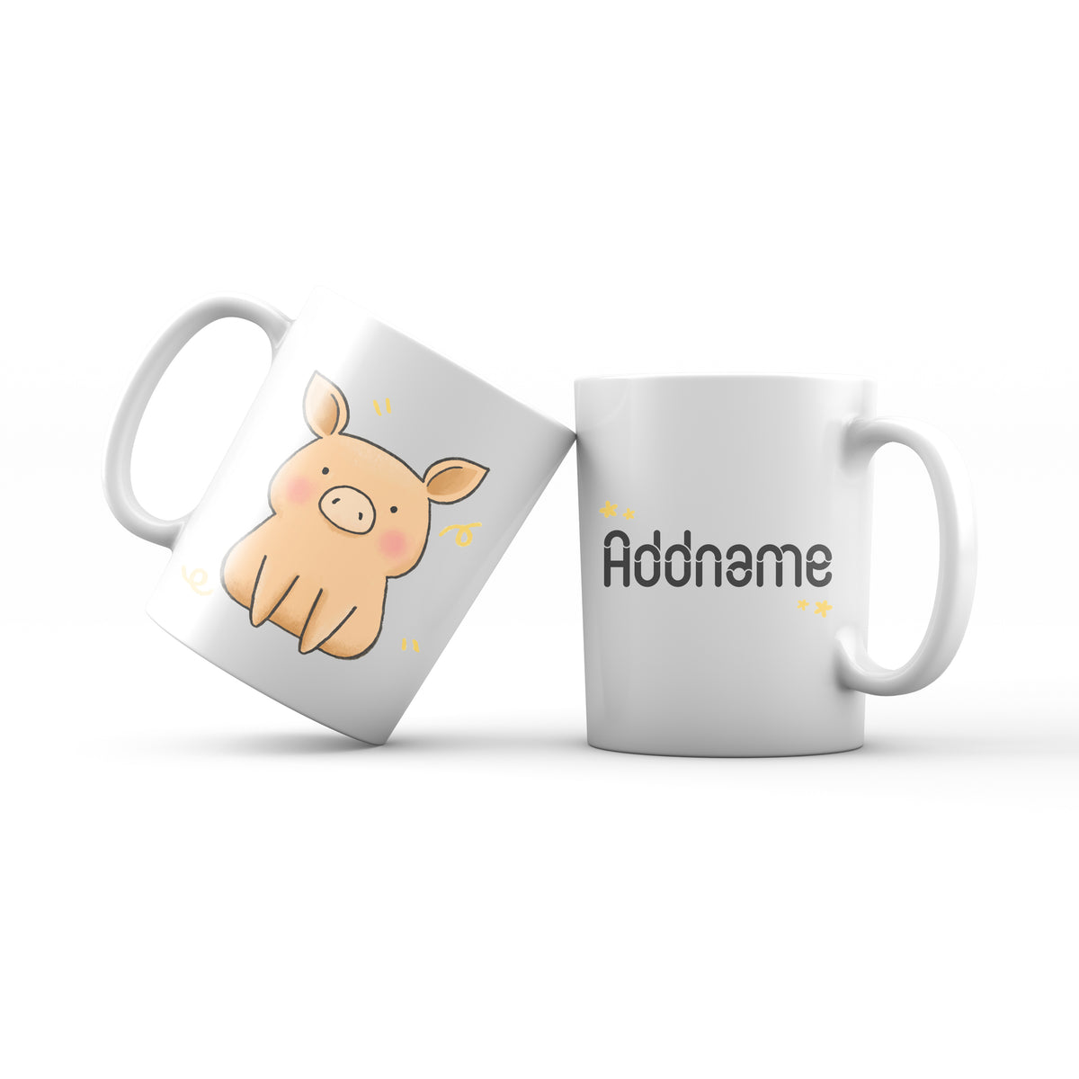 Cute Hand drawn Animals Farm Pig Addname Mug