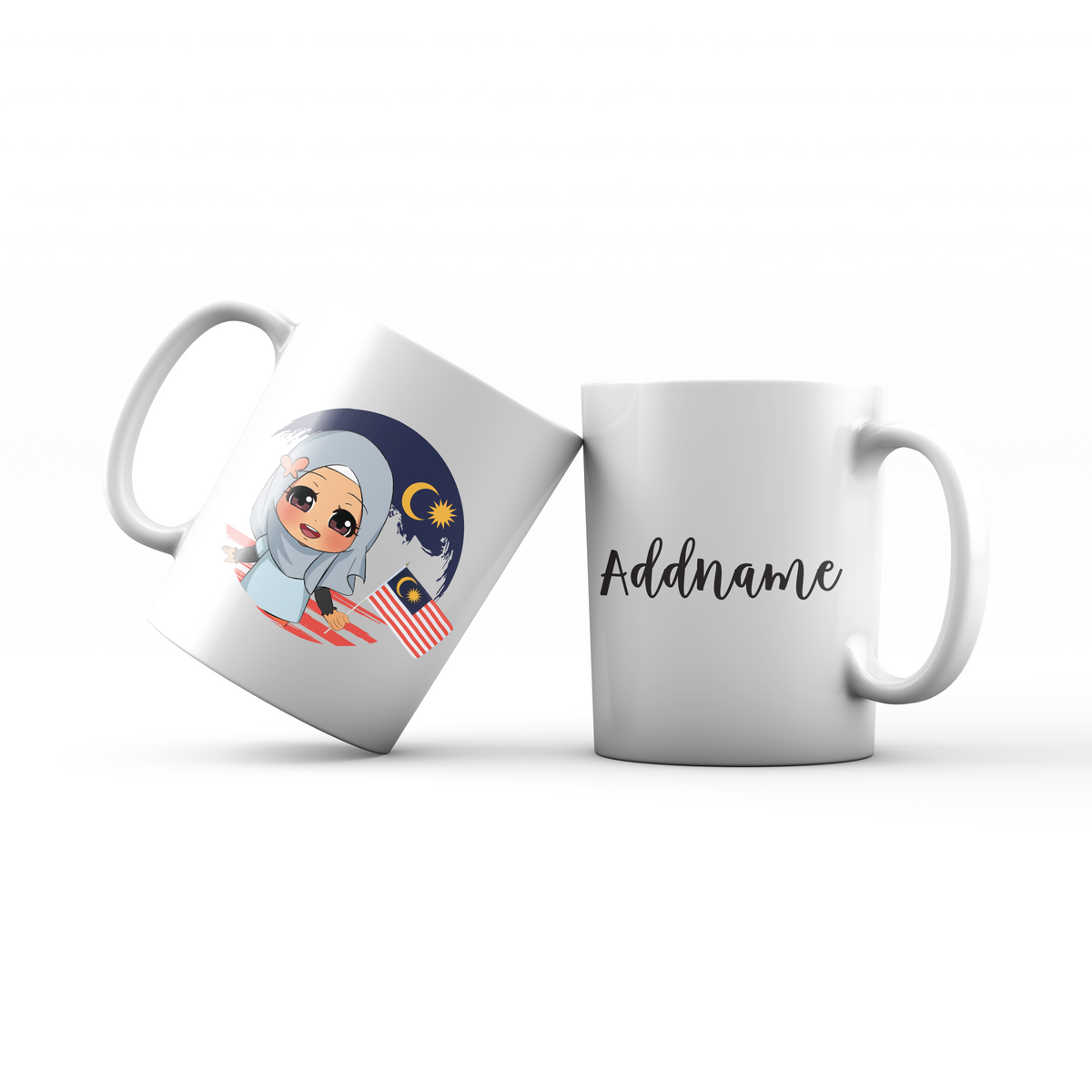 Merdeka Series Round Flag Malay Girl Addname Mug