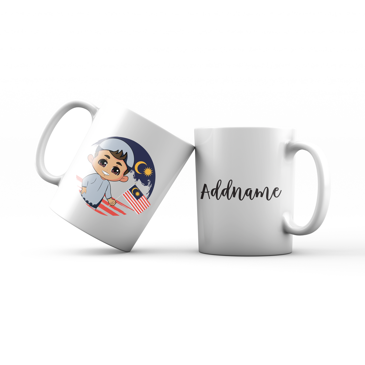 Merdeka Series Round Flag Malay Boy Addname Mug