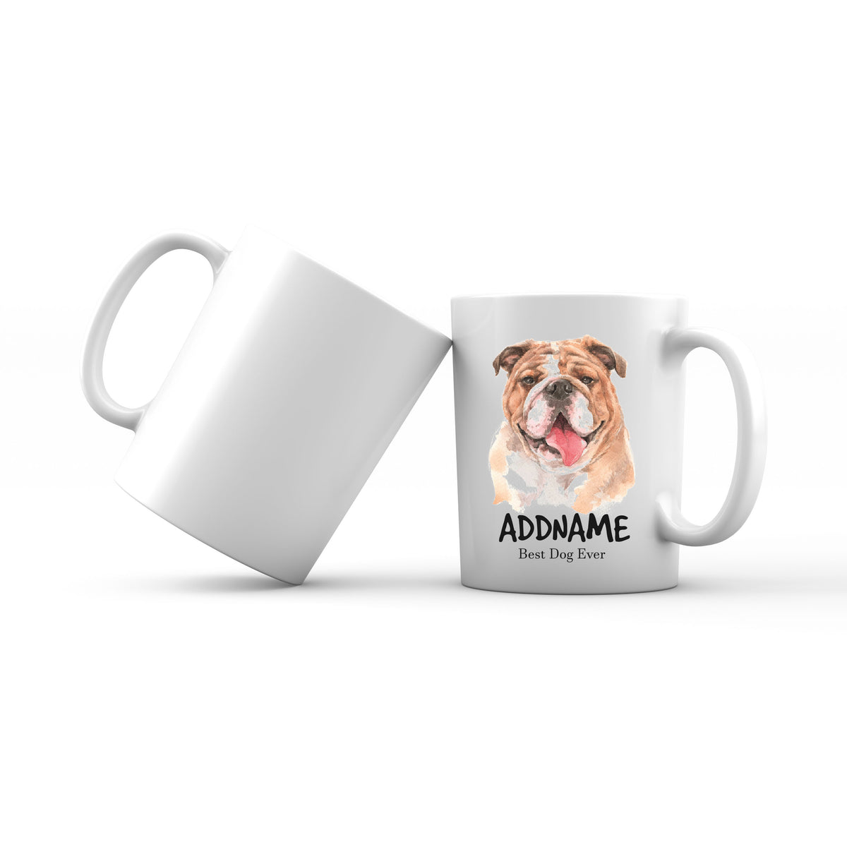 Watercolor Dog English Bulldog Best Dog Ever Addname Mug