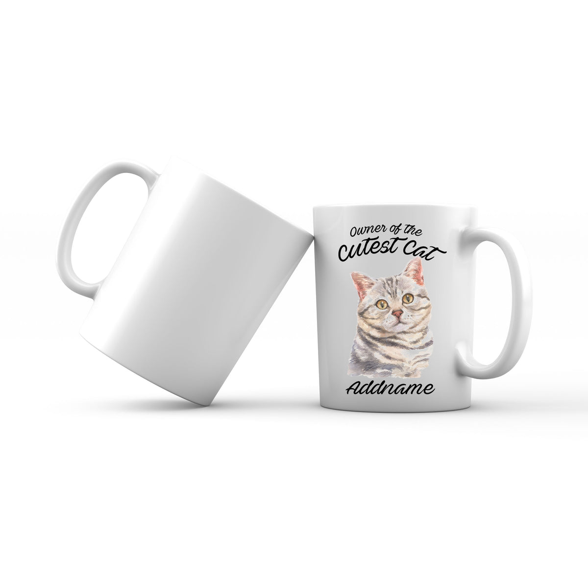 Watercolor Owner Of The Cutest Cat Grey American Shorthair Addname Mug