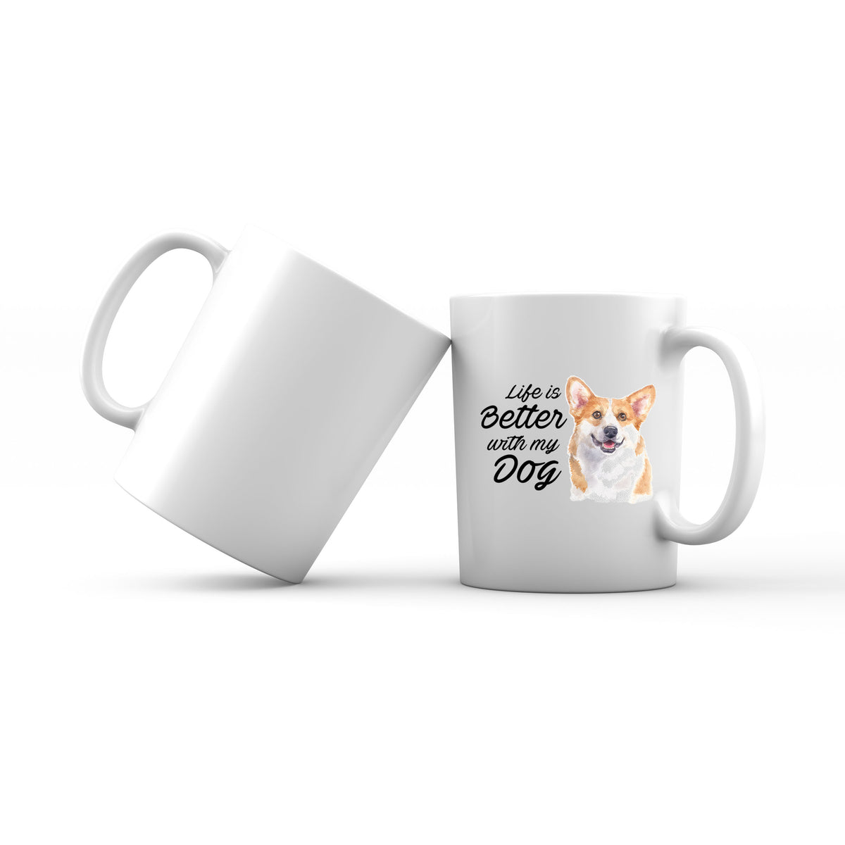Watercolor Life is Better With My Dog Welsh Corgi Smile Addname Mug