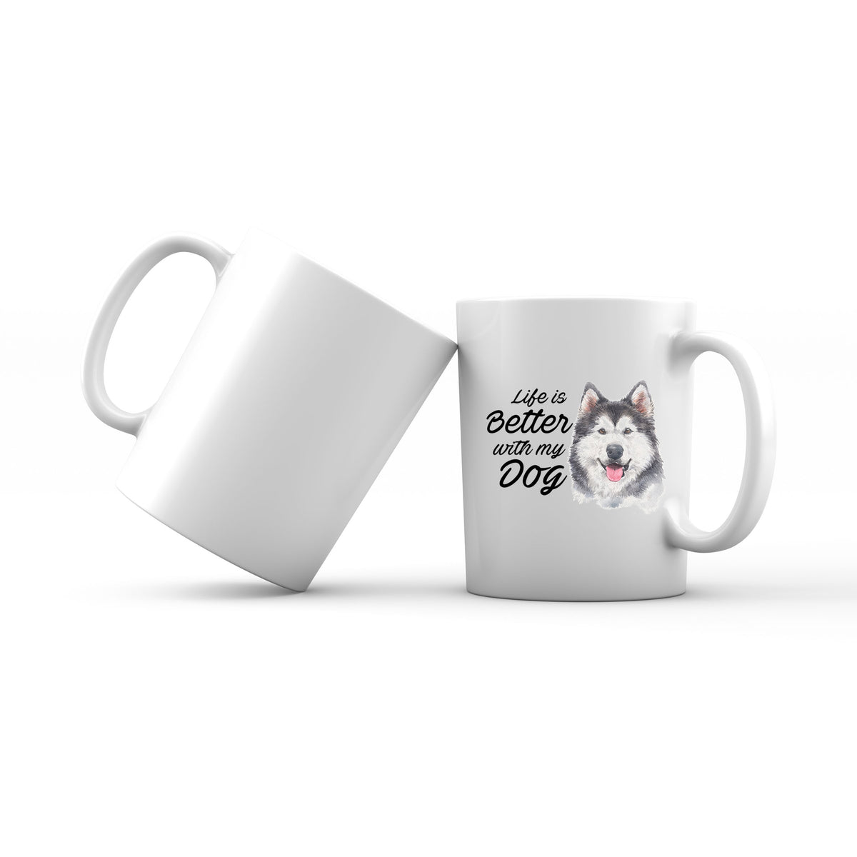 Watercolor Life is Better With My Dog Siberian Husky Smile Addname Mug