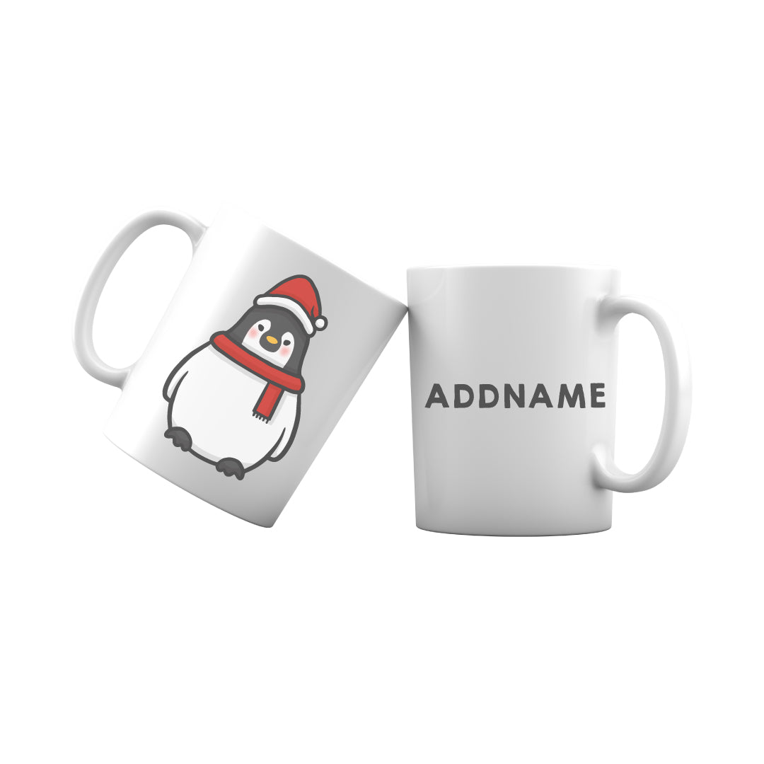Xmas Cute Penguin Christmas Hat Addname Mug