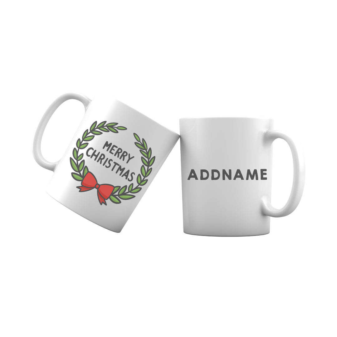 Xmas Cute Flower Wreath Decoration Addname Mug