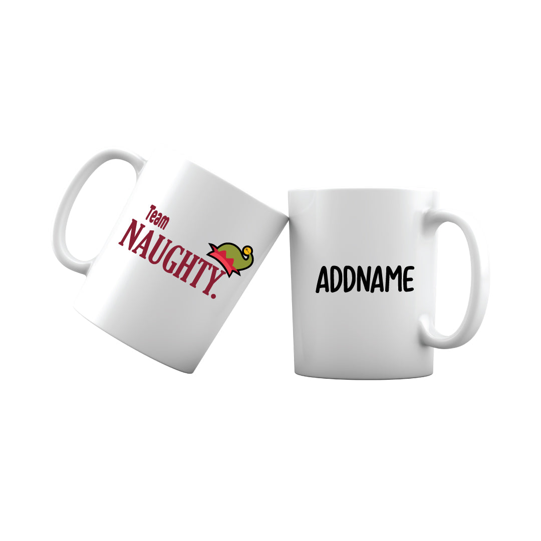 Xmas Team Naughty with Elf Hat Mug