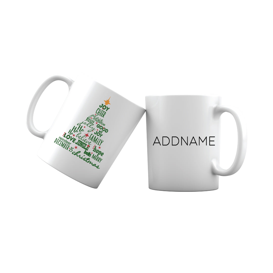 Xmas Christmas Tree with Blessings Words Mug