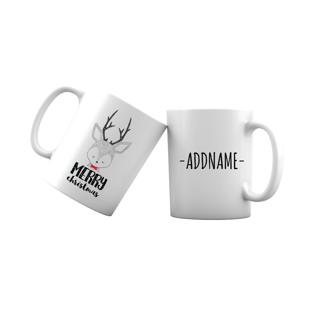 Xmas Cute Handrawn Reindeer Merry Christmas Mug