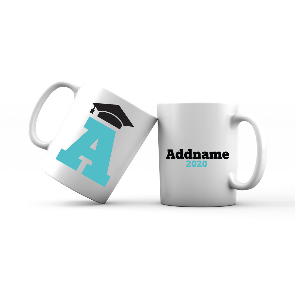 Graduation Series Cap with Initial and Year Blue Mug