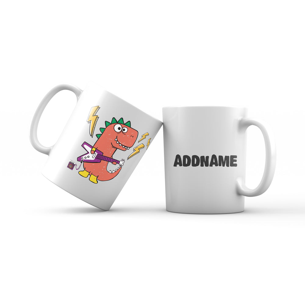 Super Cute Dinosaur Red Guitarist Mug