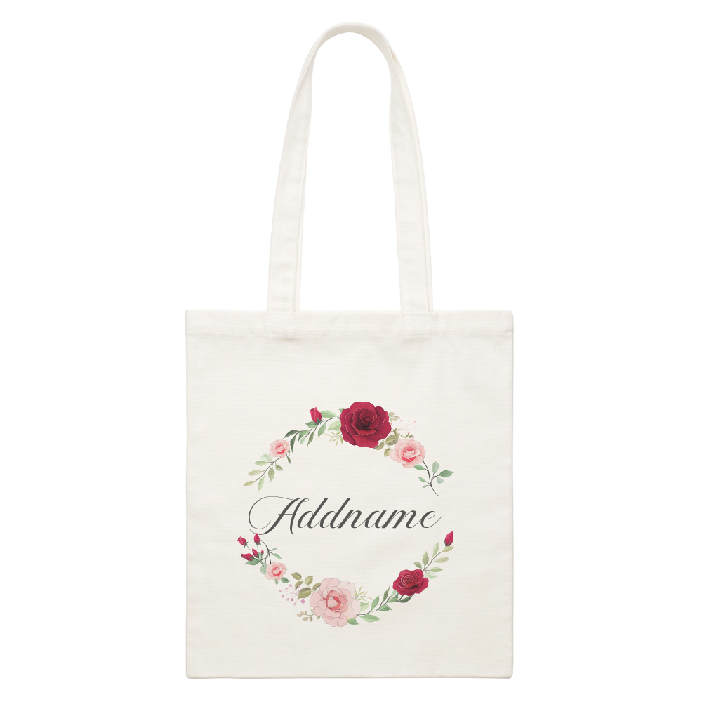 Luxurious Flower Wreath White Canvas Bag