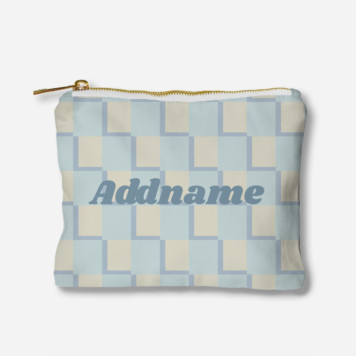 Checkered Series Full Print Zipper Pouch - Blue
