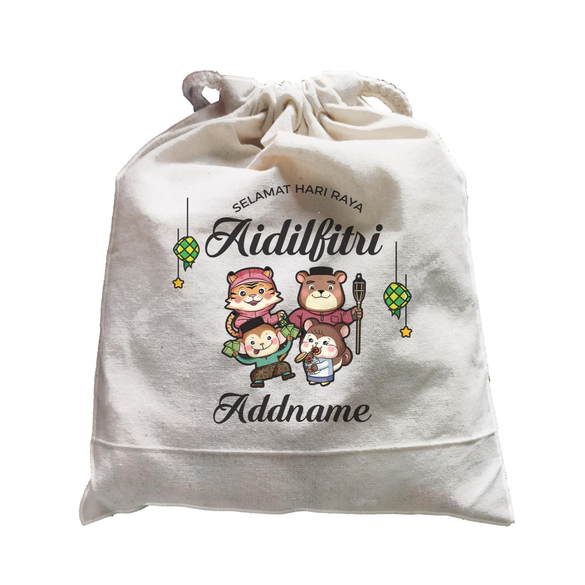 Raya Cute Animals Family Wishes Selamat Hari Raya Aidilfitri Satchel