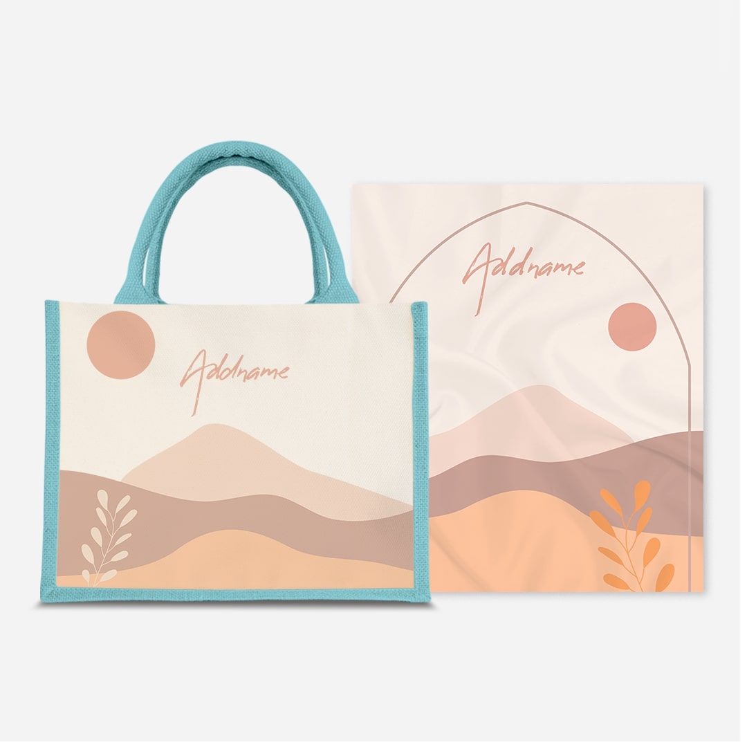 Kaira Series Prayer Mat with Half Lining Small Jute Bag-Afira