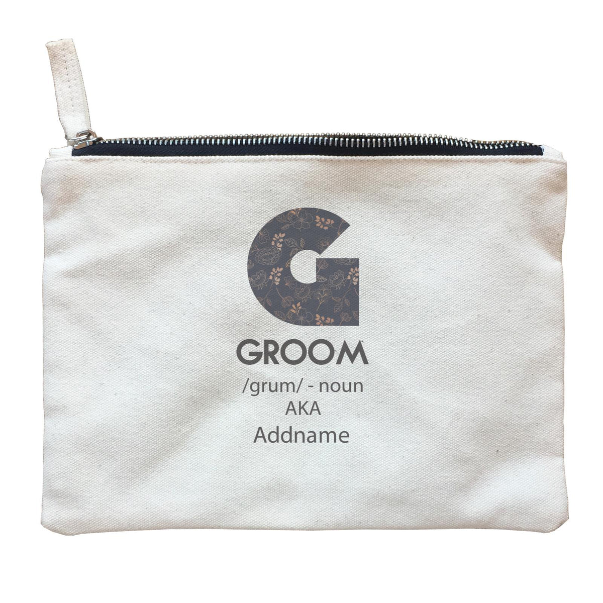 Wedding Troop Western G Floral Pattern Groom Addname Zipper Pouch