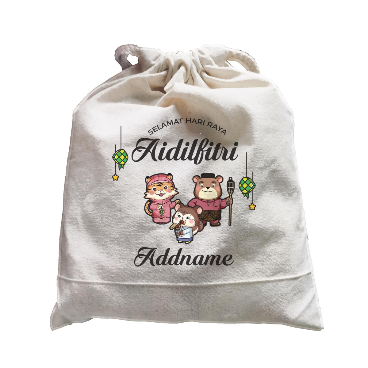 Raya Cute Animals Family With Sister Squirrel Wishes Selamat Hari Raya Aidilfitri Satchel