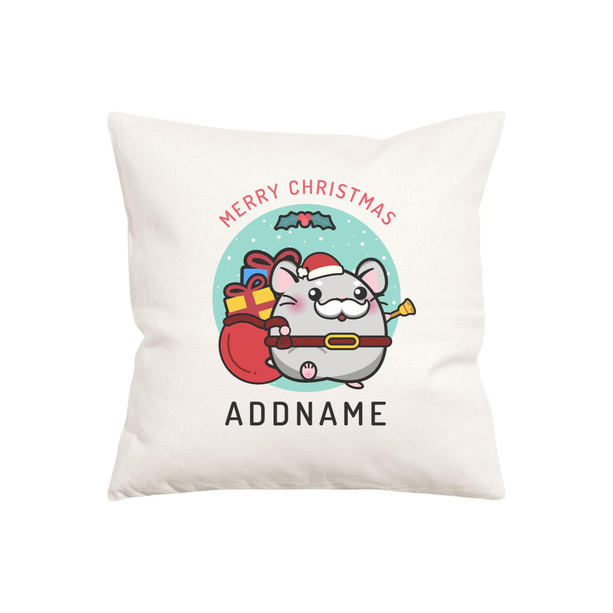 Merry Christmas Cute Santa Grandpa Hamster Pillow Cushion