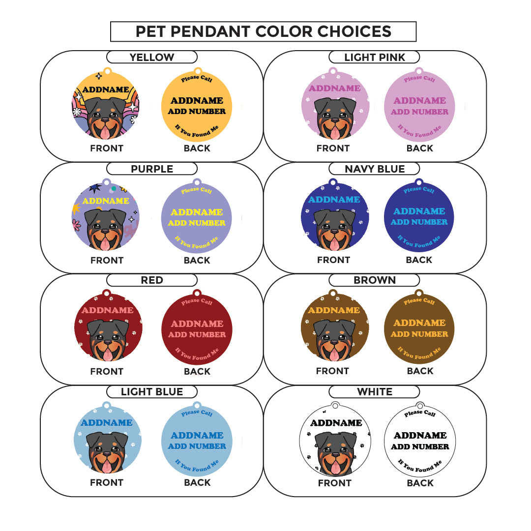 Paw Print Series - Rottweiler Large Dog Pet Pendant with Collar