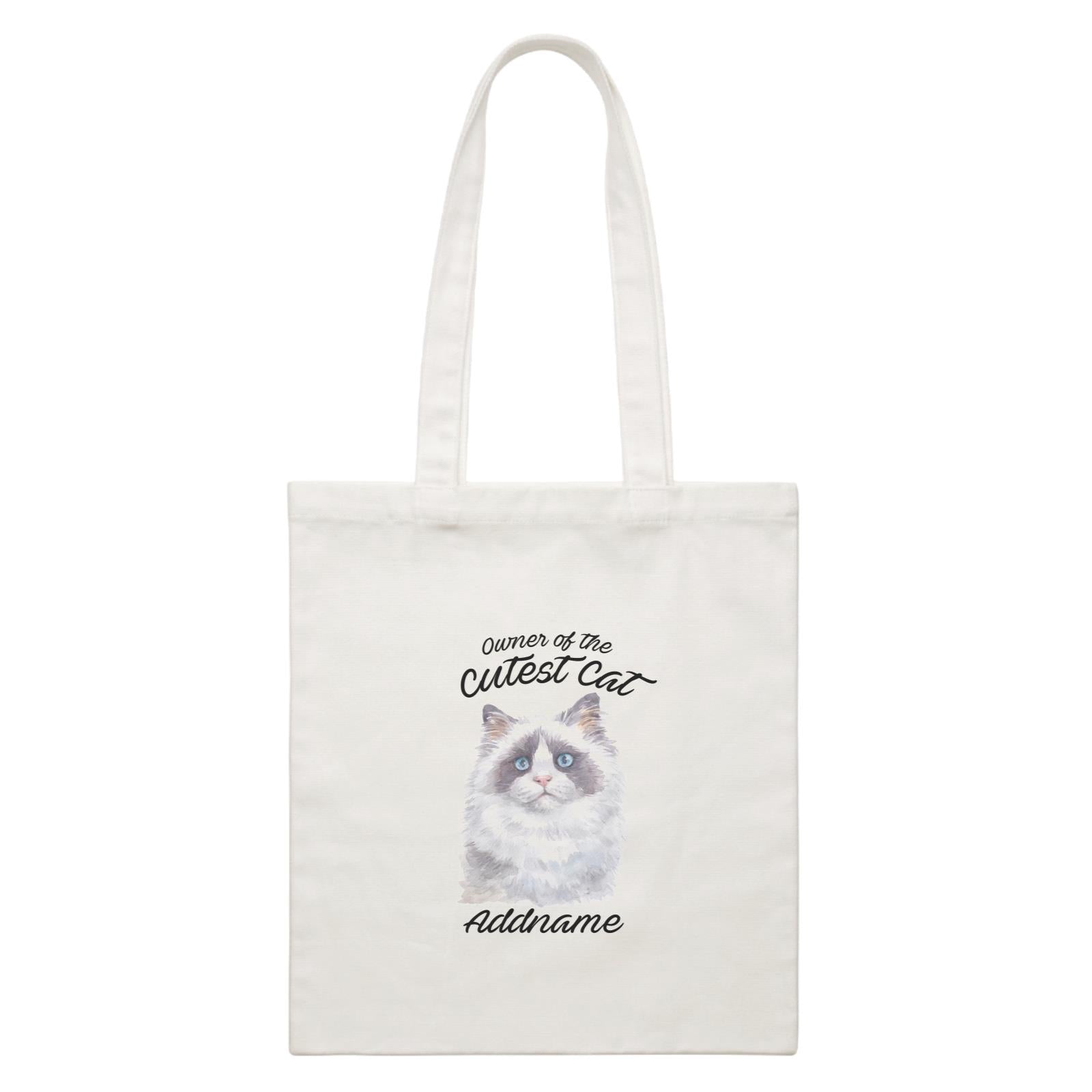 Watercolor Owner Of The Cutest Cat Ragdoll Cat Addname White Canvas Bag