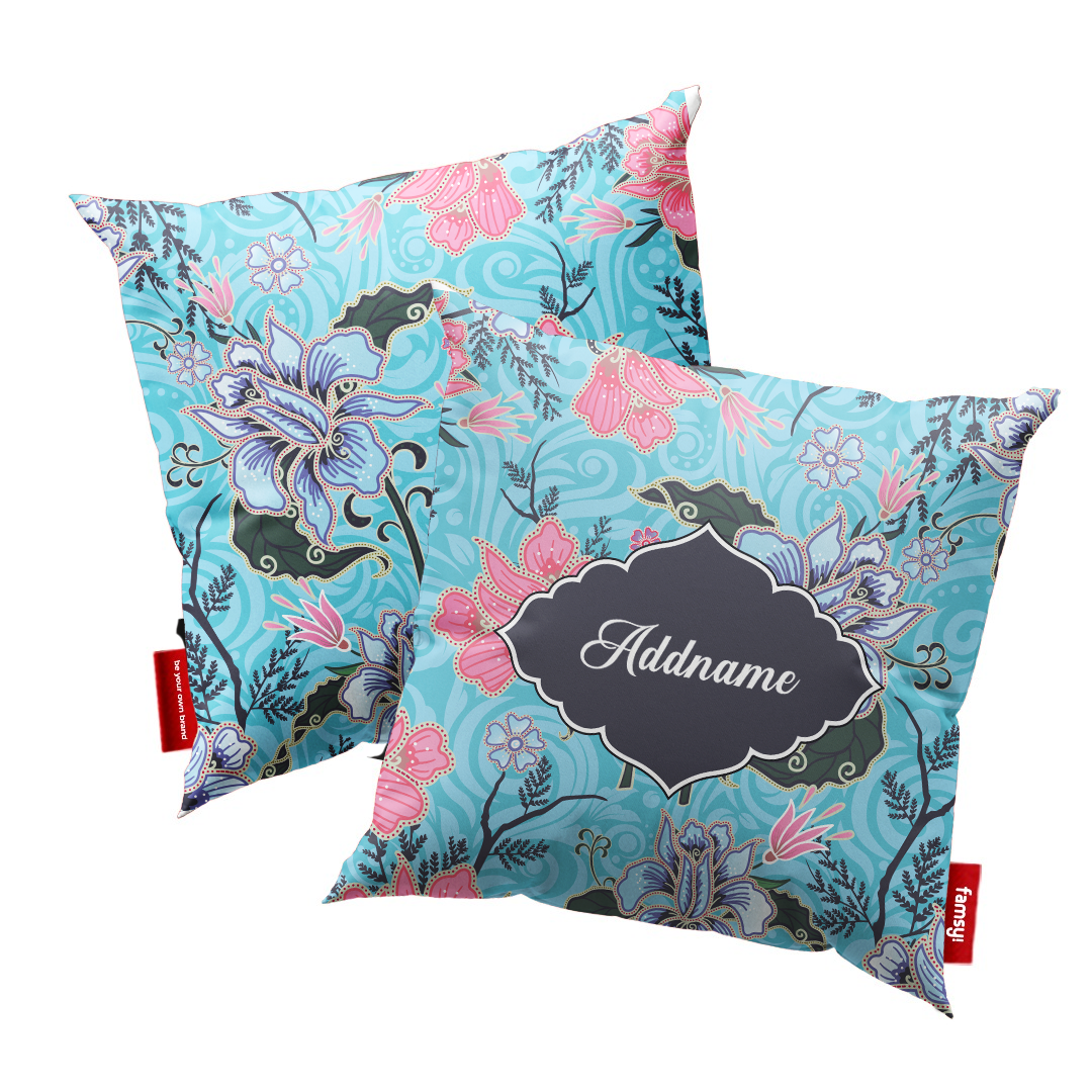 Modern Mahsuri Series - Legend Blue Full Print Cushion Cover with Inner Cushion