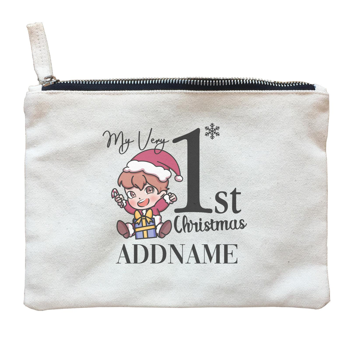 Xmas Christmas Chibi Family My Very 1st Christmas Happy Baby Boy Zipper Pouch