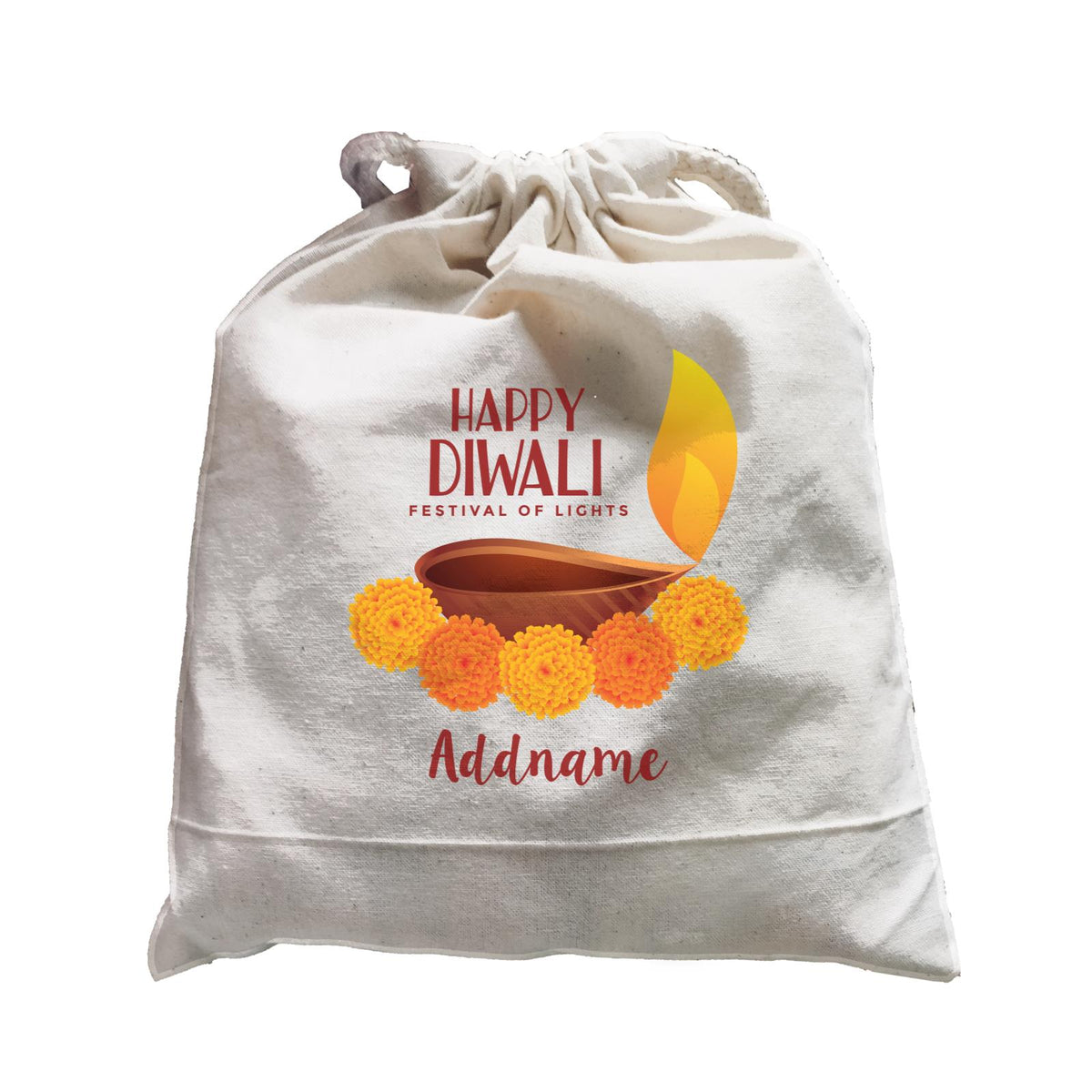 Deepavali Greetings Diyas With Flower Addname Satchel