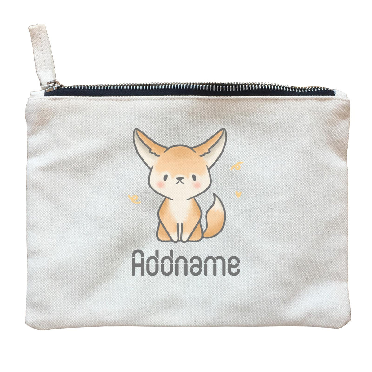 Cute Hand Drawn Style Fennec Fox Addname Zipper Pouch