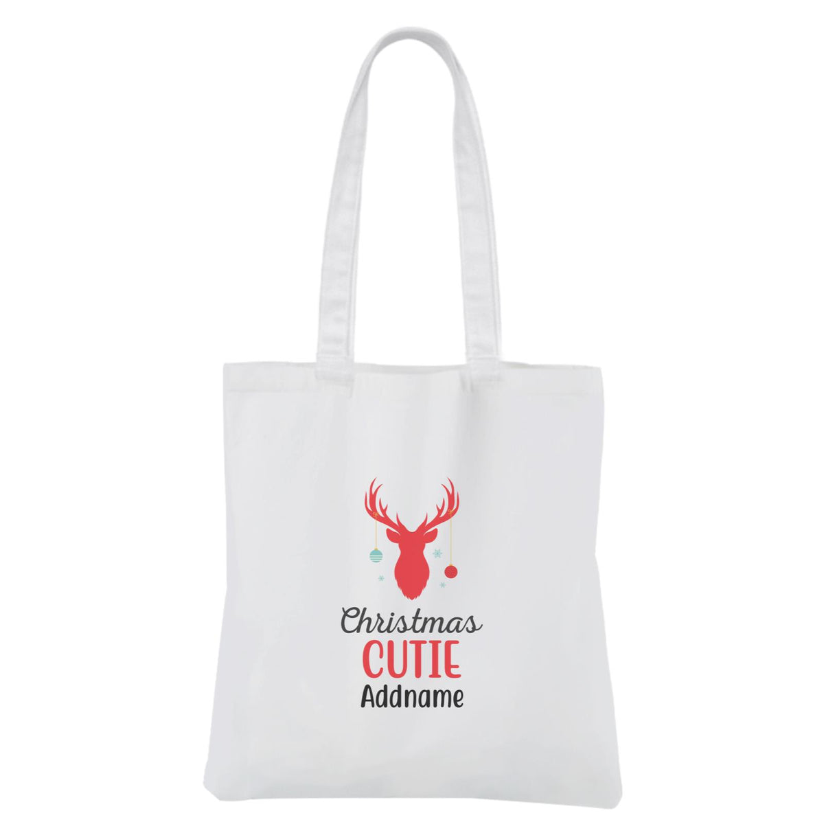 Christmas Series Silhouette Baubbles Christmas Cutie White Canvas Bag