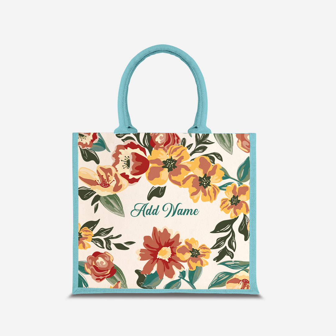 Deborah Series Half Lining Jute Bag - Taupe Light Blue