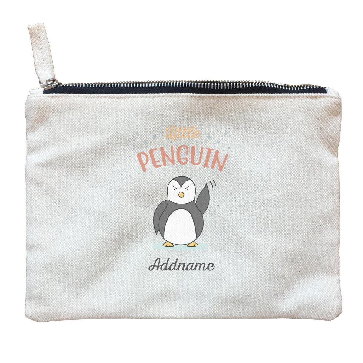 Penguin Family Little Penguin Happy Waving Hand Addname Zipper Pouch