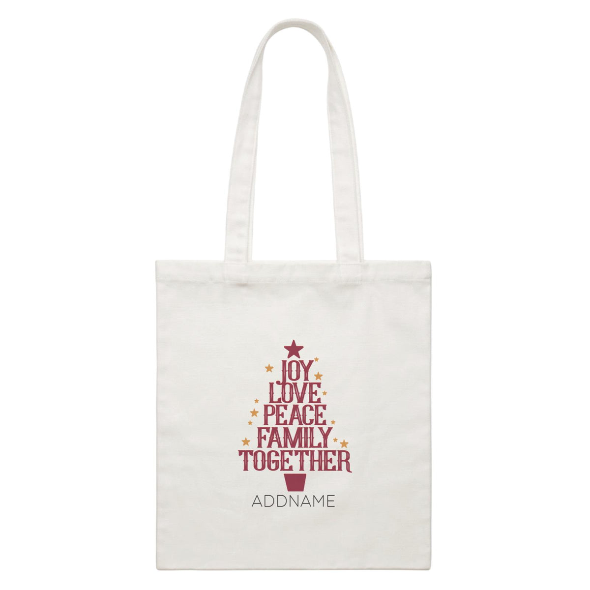 Xmas Joy Love Peace Family Together Canvas Bag