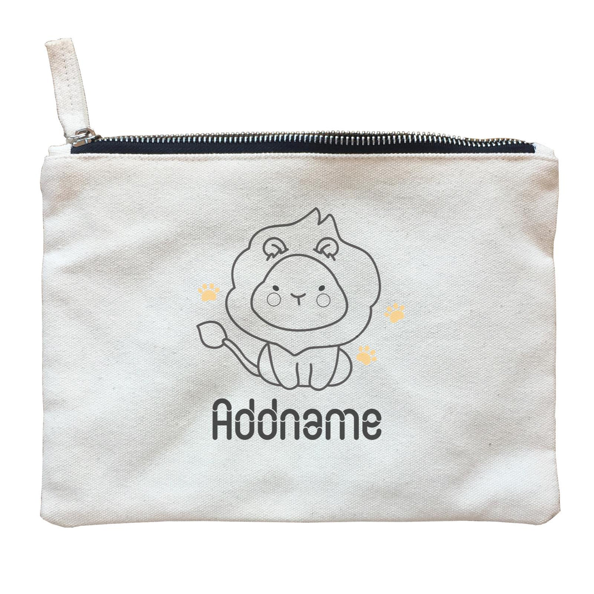 Coloring Outline Cute Hand Drawn Animals Safari Lion Addname Zipper Pouch