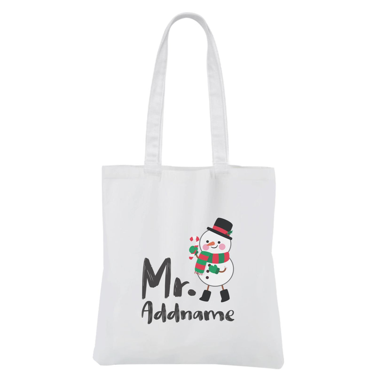 Christmas Series Mr. Snowman White Canvas Bag