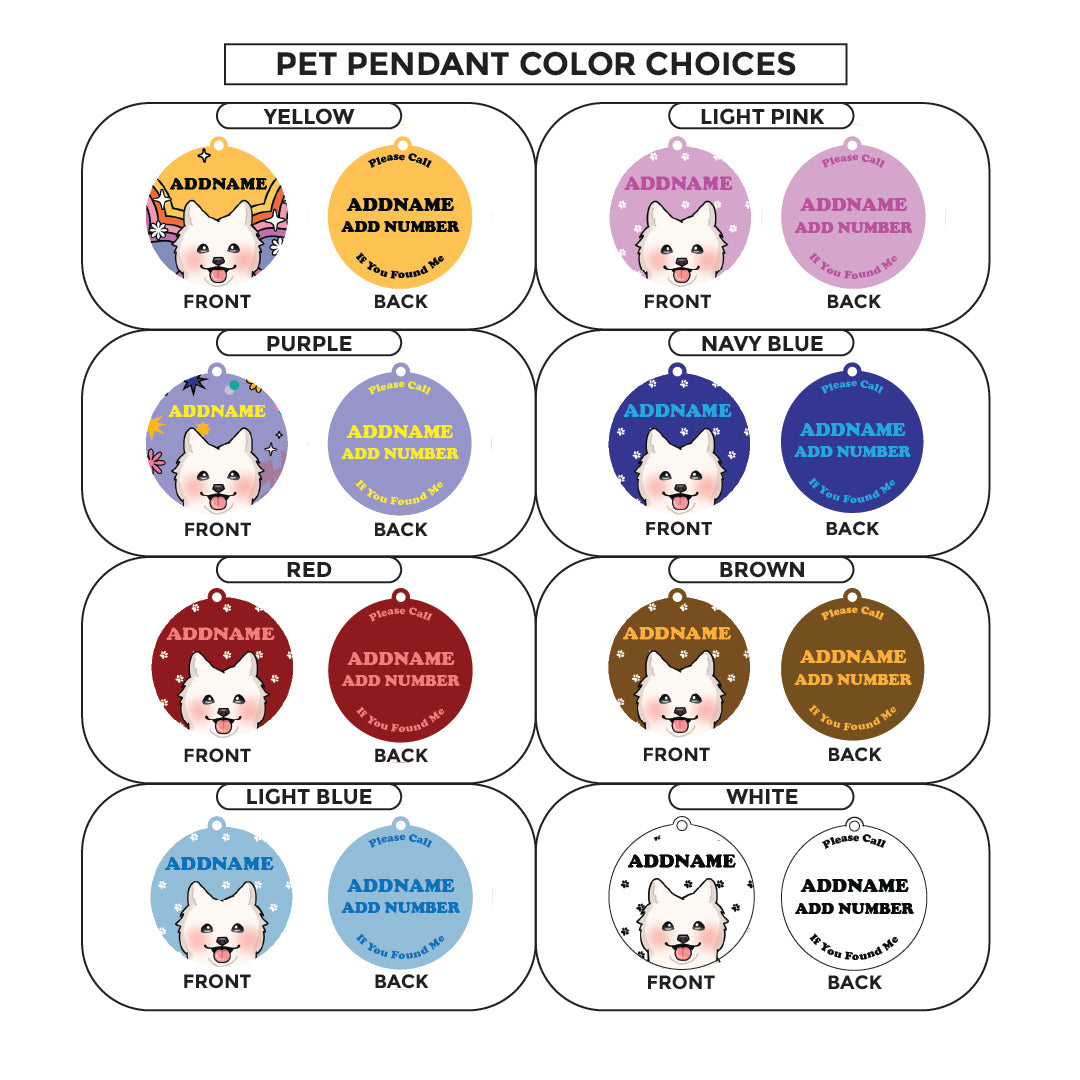 Paw Print Series - Samoyed Large Dog Pet Pendant with Collar