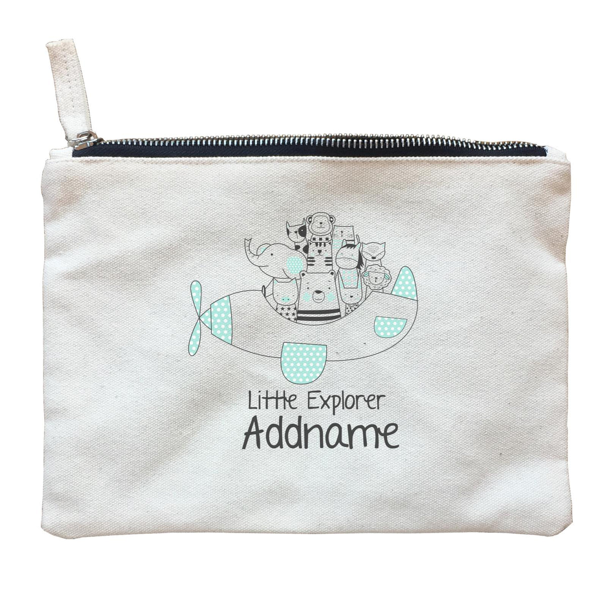 Cute Animals And Friends Series Animal Group Little Explorer Addname Zipper Pouch
