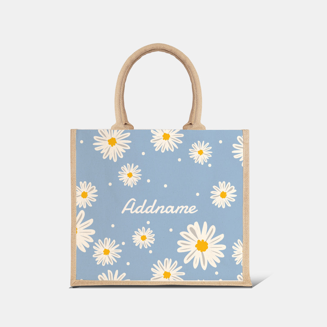 Daisy Series Half Lining Jute Bag - Frost Natural